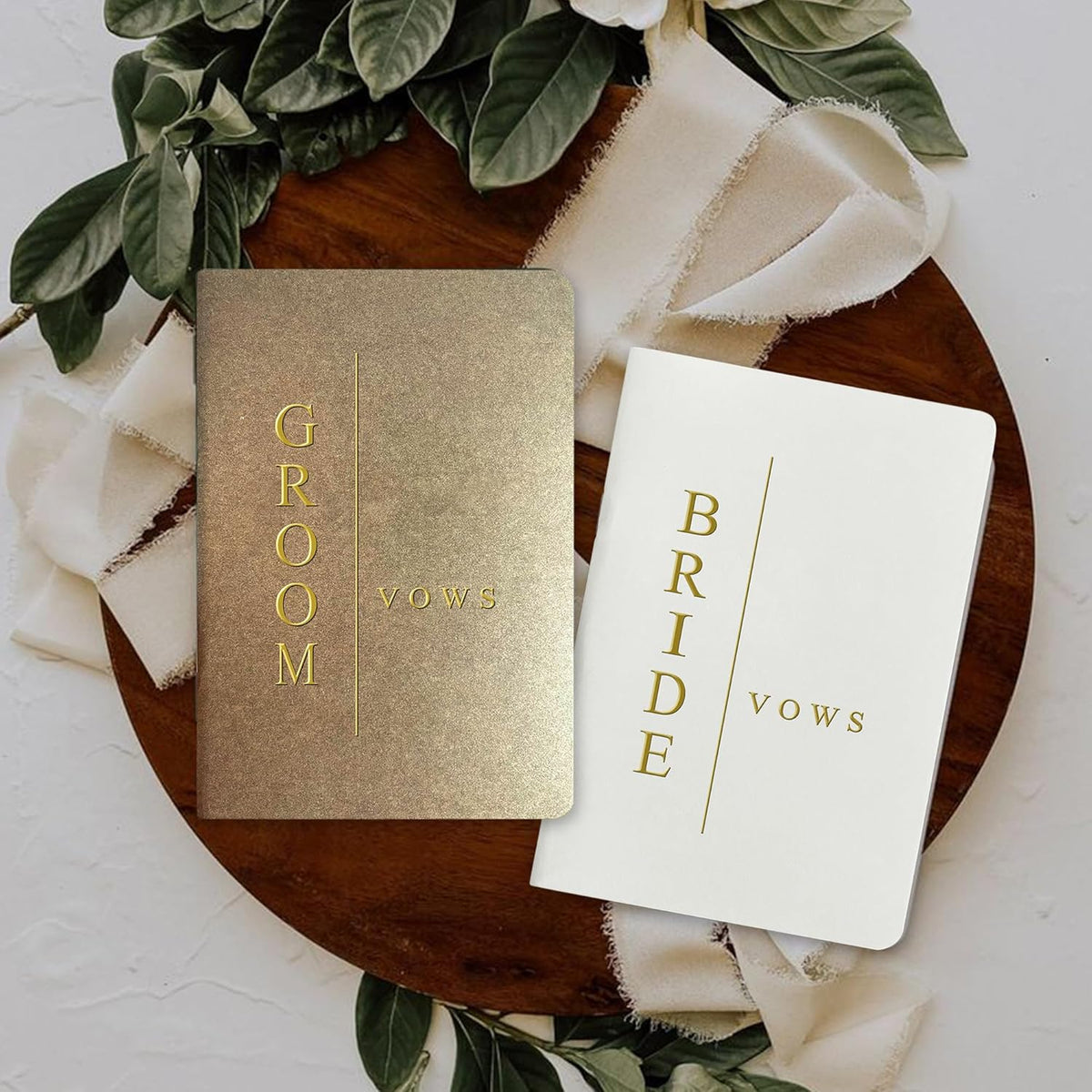WeddingGiftsWedding Vow Books His and Hers Soft Touch Gold Foil Engraving Vow Books Wedding Essentials Wedding Accessories(TR-HH-Black) - PuriLite