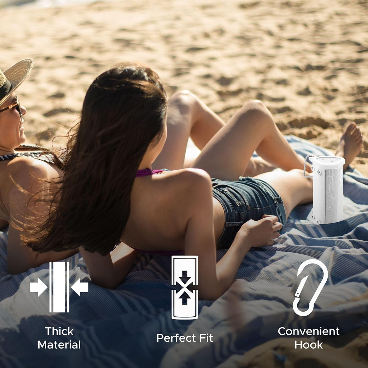 Heavy Duty Protective Silicone Carrying Case for Sonos Roam 2 | New White Color | Now Includes Bluetooth Button for Roam2 | Protect Your Wireless Bluetooth Speaker Using This Cover/Sleeve - PuriLite