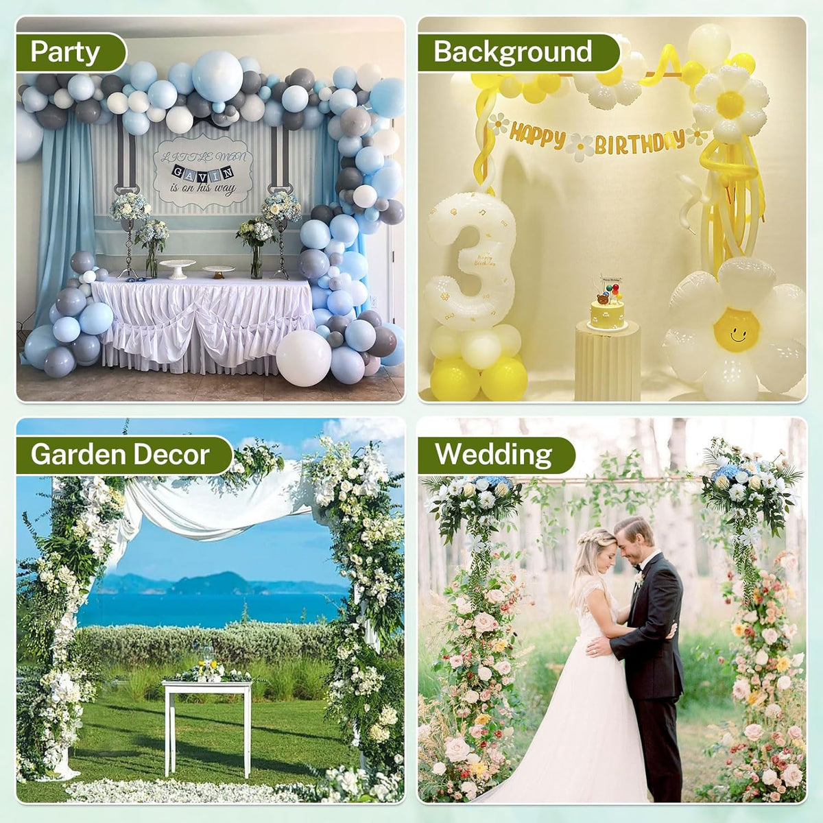 8FT x 8FT Heavy Duty Adjustable Arch Backdrop Stand, Gold Square Back Drop Metal Balloon Arch Stand Kit Frame for Party Wedding Birthday Photobooth Decorations - PuriLite