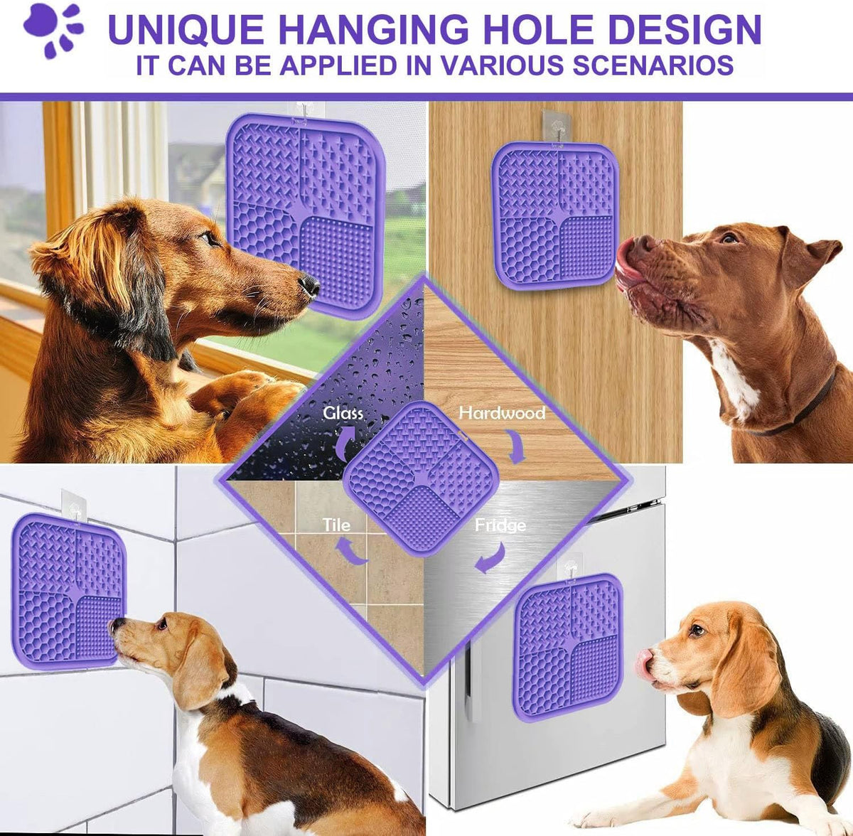 2 Pack Licking Mat for Dogs & Cats with Suction Cups, Dog Slow Feeder Lick Pat for Anxiety Relief, Dog Toys Feeding Mat for Butter Yogurt Peanut, Pets Bathing Grooming Training Mat - PuriLite