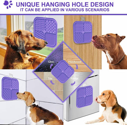2 Pack Licking Mat for Dogs & Cats with Suction Cups, Dog Slow Feeder Lick Pat for Anxiety Relief, Dog Toys Feeding Mat for Butter Yogurt Peanut, Pets Bathing Grooming Training Mat - PuriLite