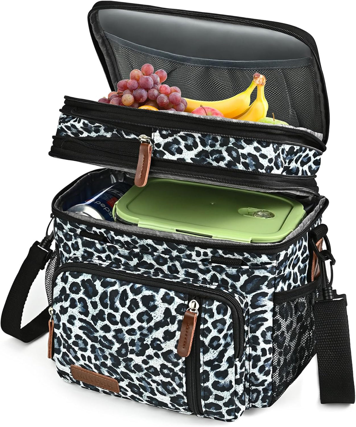 Lunch Bag for Women Men Double Deck Lunch Box - Leakproof Insulated Soft Large Lunch Cooler Bag, MIYCOO (Black,15L) - PuriLite