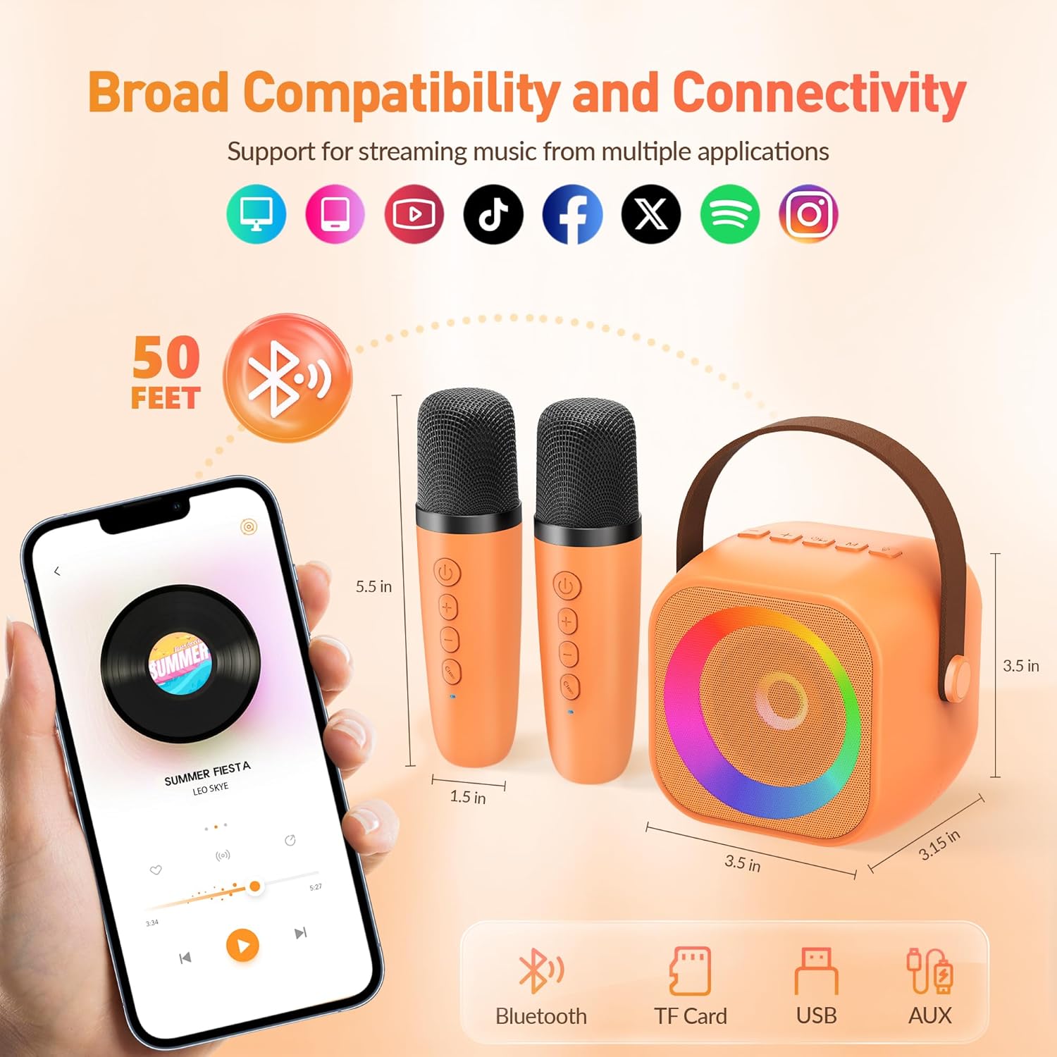 Mini Karaoke Machine, Portable Bluetooth Karaoke Speaker with 2 Wireless Microphones and Party Lights for Kids and Adults, Birthday Gifts for Girls Boys Family Home Party (Hotpink) - PuriLite