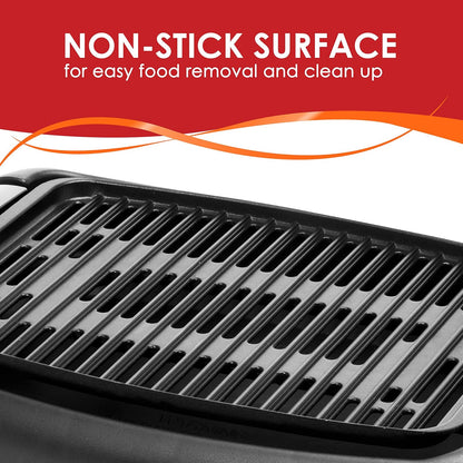 Elite Gourmet EMG6505G Smokeless Indoor Electric BBQ Grill with Glass Lid, Dishwasher Safe, PFOA-Free Nonstick, AdjCatable Temperature, Fast Heat Up, Low-Fat Meals Easy to Clean Design - PuriLite