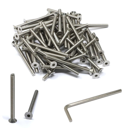 iexcell 5 Pcs M8 x 80mm Thread Pitch 1.25 mm Stainless Steel 304 Hex Socket Flat Head Cap Screws Bolts Kit - PuriLite