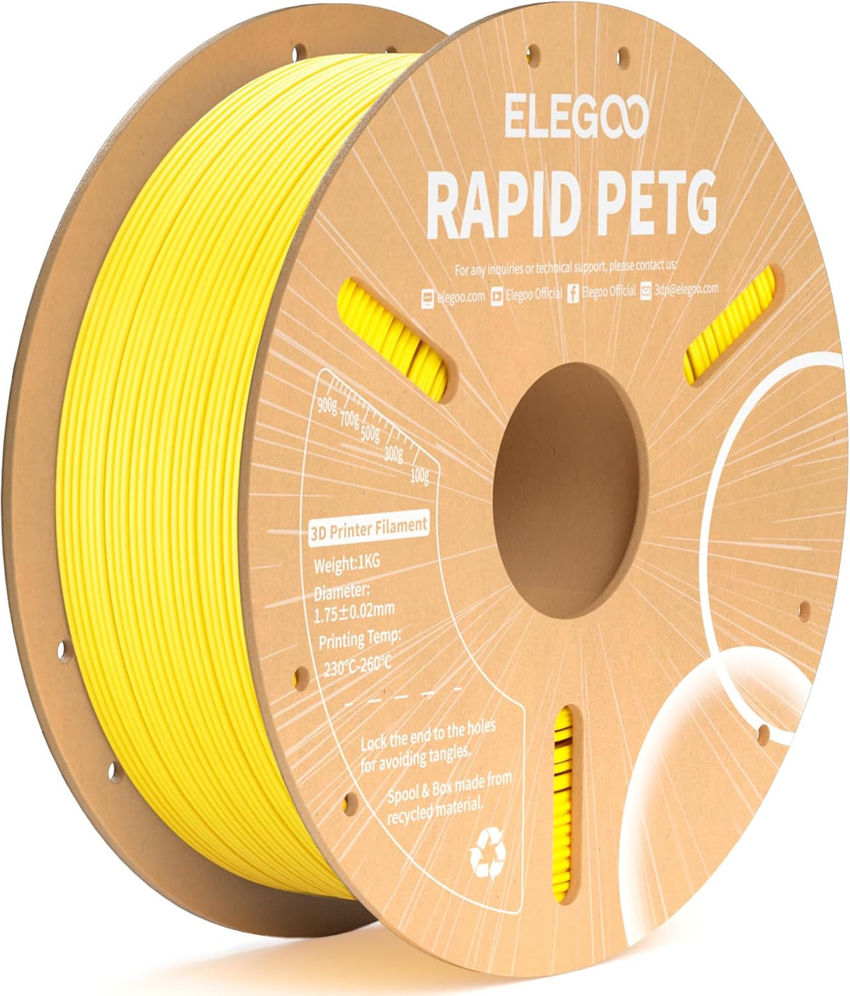 ELEGOO Rapid PETG Filament 1.75mm Black 1KG, 3D Printer Filament Max 600 mm/s High Speed Printing, Dimensional Accuracy +/- 0.02 mm Fit Most FDM Printer 1kg Cardboard Spool - PuriLite