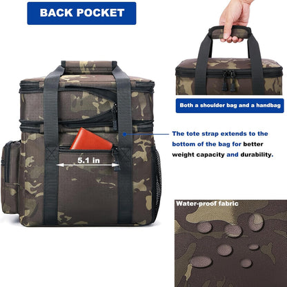 Tactical Lunch Bag for Men, Large Leakproof Insulated Lunch Box, Lunch Cooler Bag with Shoulder Strap, Lunch Pail for Adults Work Outdoor Picnic Trips, Black Camo - PuriLite