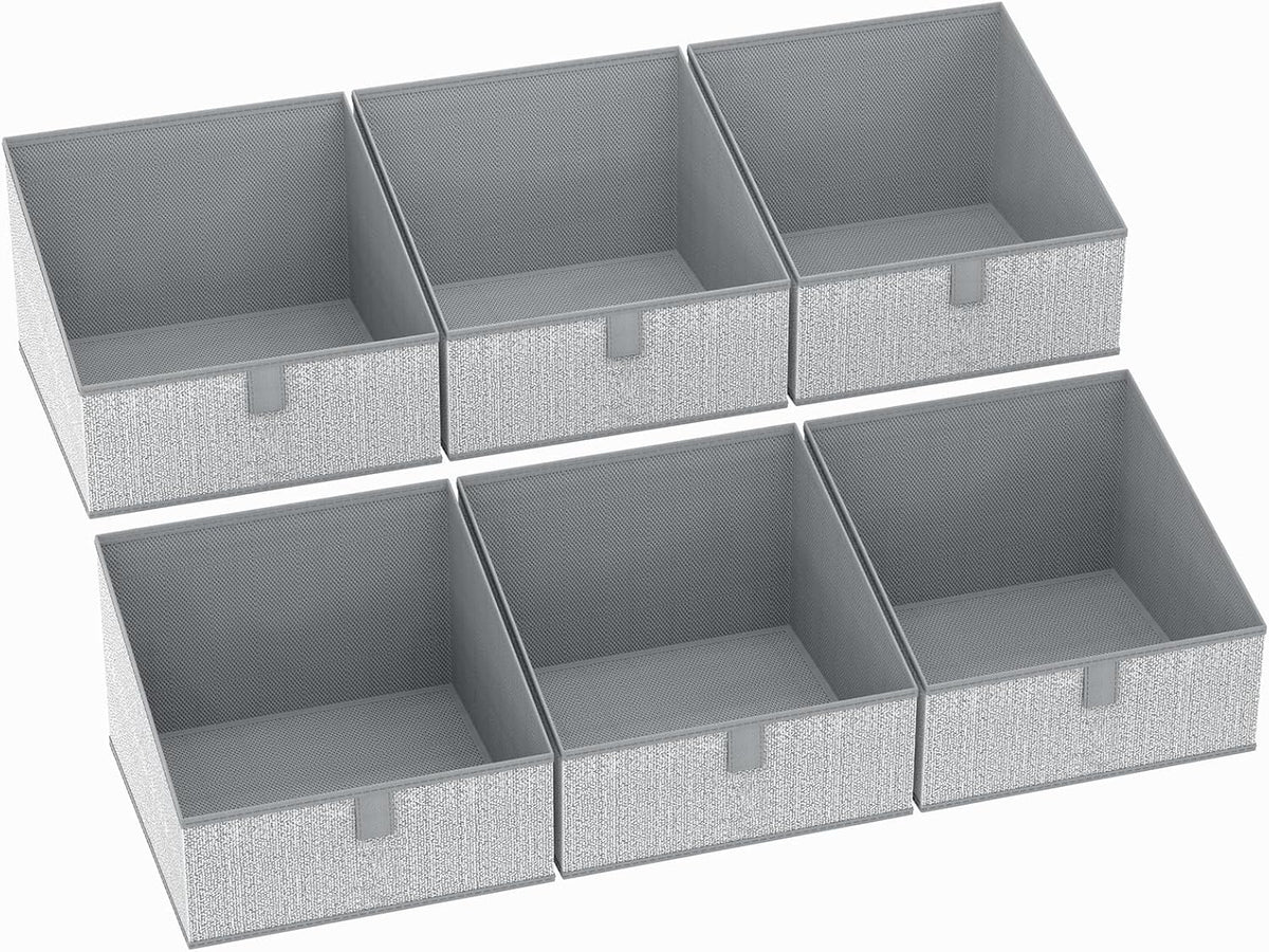 DIMJ Closet Storage Bins - 6 Pack Foldable Storage Baskets Box Fabric Storage Cubes Storage Organization Trapezoid Storage Bin (Arrow Grey) - PuriLite