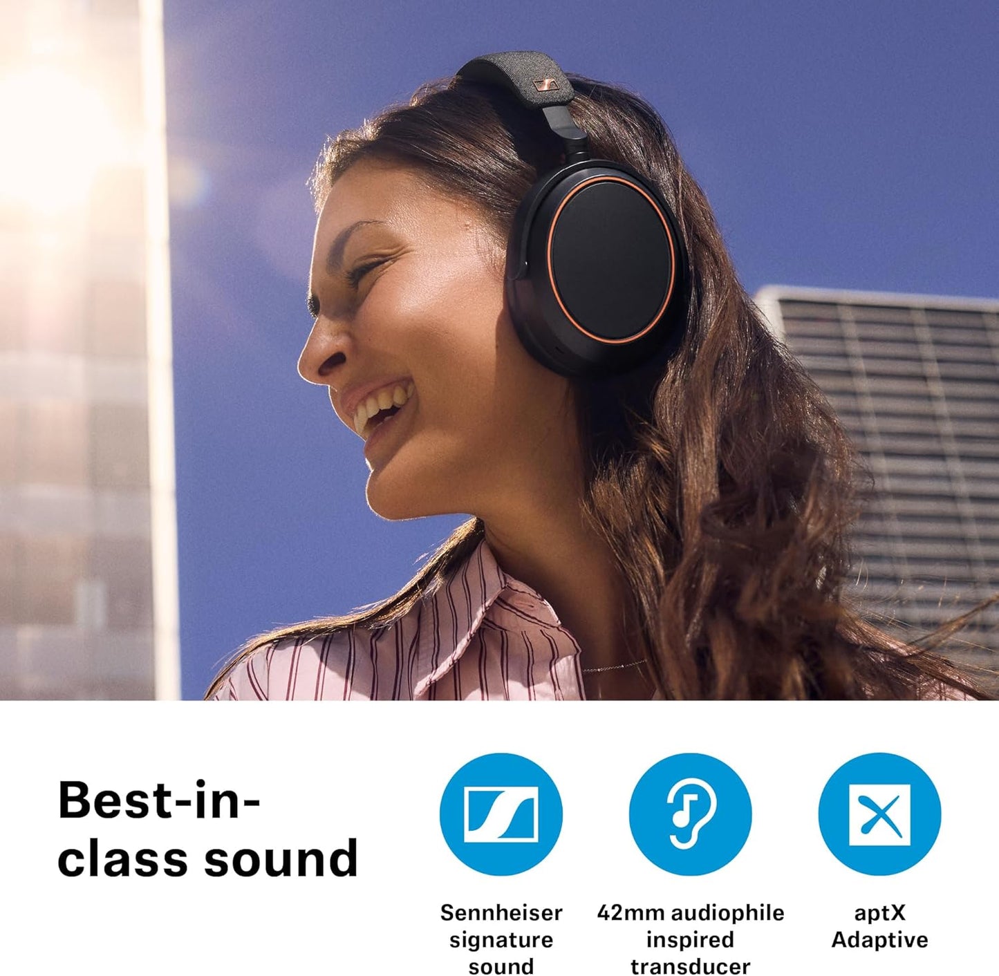 Sennheiser Consumer Audio Momentum 4 Wireless Headphones - Bluetooth Headset for Crystal-Clear Calls with Adaptive Noise Cancellation, 60h Battery Life, Customizable Sound - Pride - PuriLite