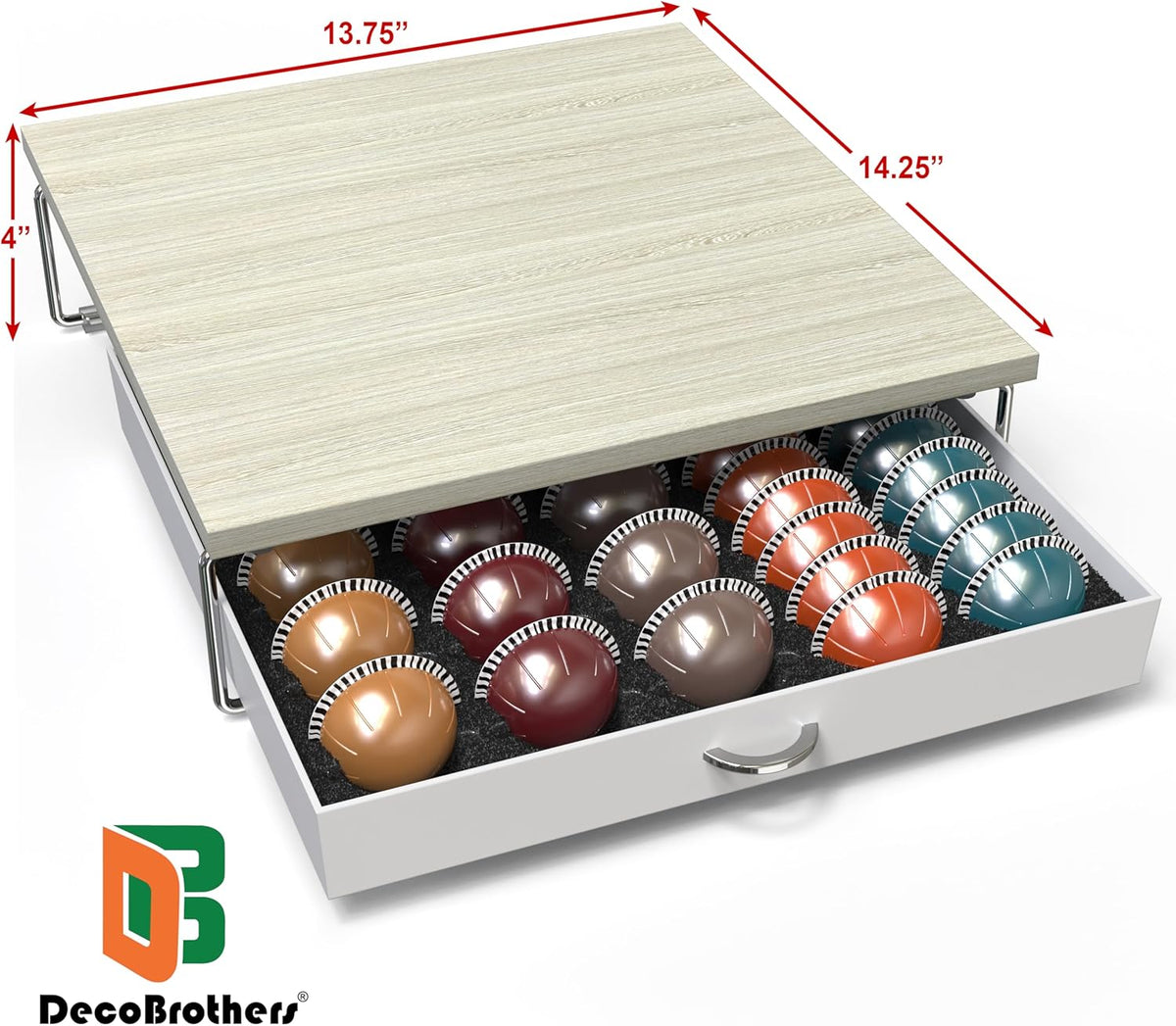 DecoBrothers Vertuo Pod Holder VertuoLine Drawer Storage for Nespresso Coffee Capsules, Crystal Tempered Glass, White - PuriLite