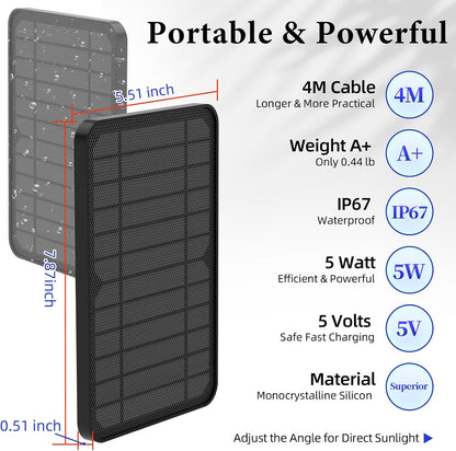 Solar Panel for Blink Camera Outdoor, Outdoor Security Camera Solar Panel Compatible with Blink Outdoor 4(4th Gen) with 13,1ft Calbe, Adjustable Mount (Camera Not Included) - PuriLite