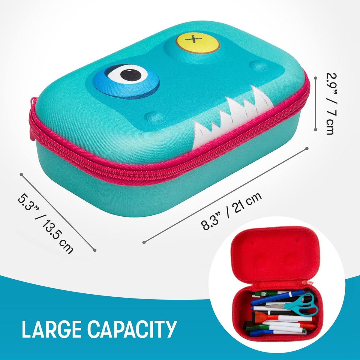 ZIPIT Beast Pencil Box for Kids | Pencil Case for School | Organizer Pencil Bag | Large Capacity Pencil Pouch (Red) - PuriLite