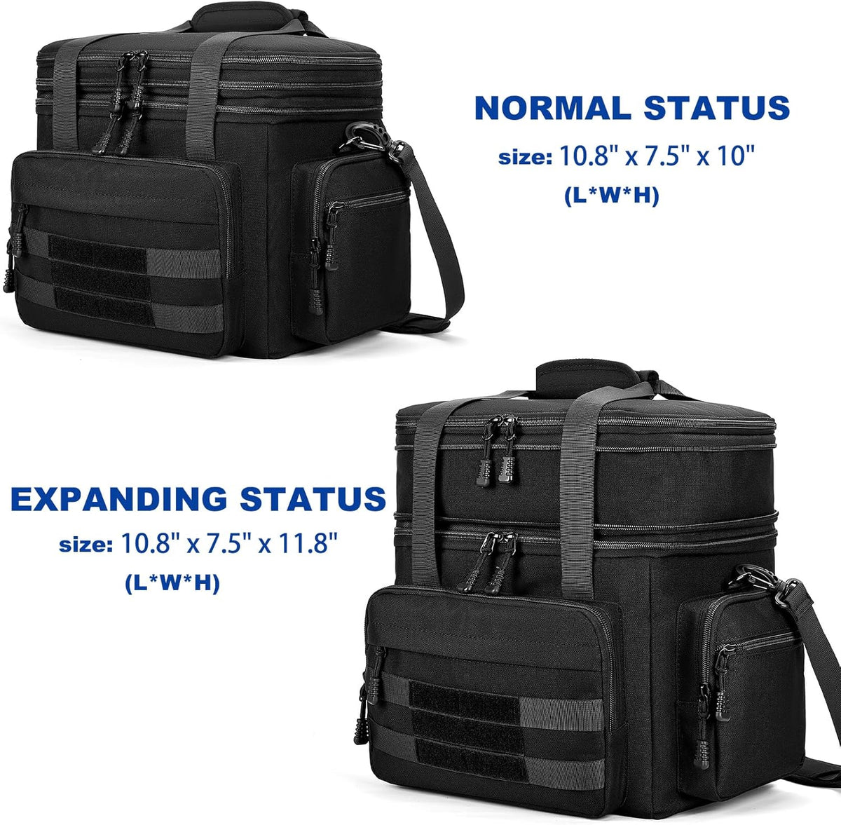 Tactical Lunch Bag for Men, Large Leakproof Insulated Lunch Box, Lunch Cooler Bag with Shoulder Strap, Lunch Pail for Adults Work Outdoor Picnic Trips, Black Camo - PuriLite