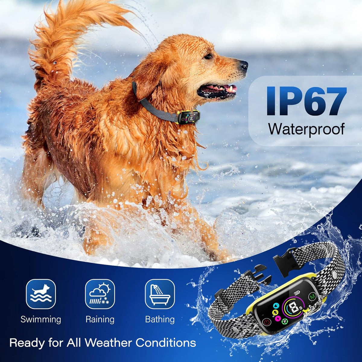 Honeynet Dog Collar, Intelligent Anti-Black Training Device, 8 Sensitivity Levels, Bip/Vibration Modes, Automatic Correction for Small Dogs - PuriLite