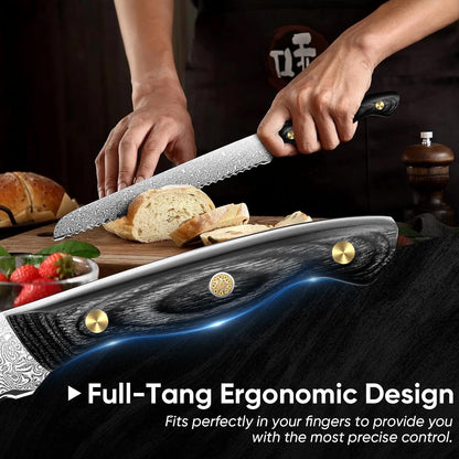 Purple Dragon Damascus Fish Fillet Knife - 7 inch Flexible Boning Knife with VG10 Core, Kitchen Slicing Knife with Full Tang Handle, Birthday Dad Mom Gift - PuriLite