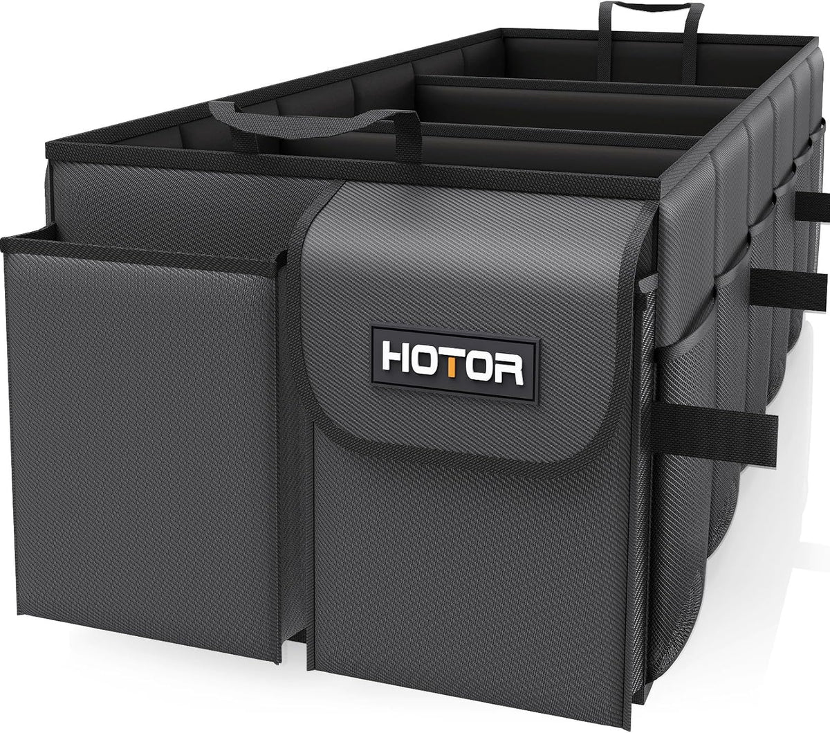 HOTOR Trunk Organizer - Car Organizer, Foldable Trunk organizer for SUVs & Sedans, Car Accessories, Tools, Sundries, 2 Compartments, Black - PuriLite