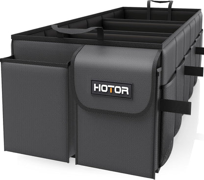 HOTOR Trunk Organizer - Car Organizer, Foldable Trunk organizer for SUVs & Sedans, Car Accessories, Tools, Sundries, 2 Compartments, Black - PuriLite