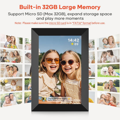 Frameo 10.1 Inch WiFi Digital Picture Frame with 32GB Memory, 1280 x 800 IPS Touch Screen Smart Electronic Photo Frame, Wall Mountable, Auto-Rotate, Share Photos/Videos Via Frameo App from Anywhere - PuriLite