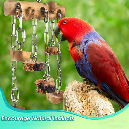 Interactive Bird Chewable Toy Wood Texture Bill Care Hanging Plan Mental Encouragement Rustless Bird Dolls Bird Keeping Supplies Pet Care Mental Exercise Hanging Plan