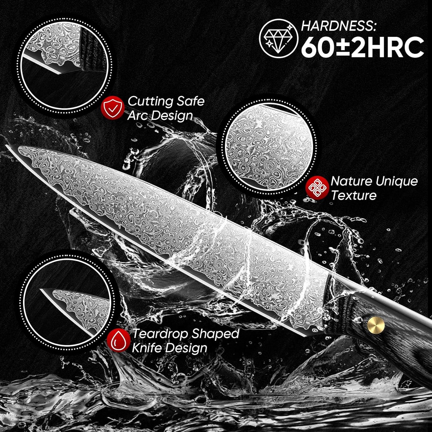 Purple Dragon Damascus Fish Fillet Knife - 7 inch Flexible Boning Knife with VG10 Core, Kitchen Slicing Knife with Full Tang Handle, Birthday Dad Mom Gift - PuriLite
