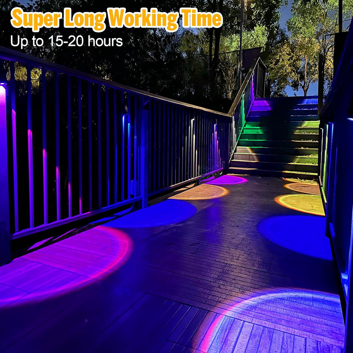 16 Pack Solar Fence Lights Outdoor 8 Colors,Bright Deck Lights Solar Outdoor Waterproof,LED Solar Lights for Backyard, Patio, Deck Railing, Step and Wall - PuriLite