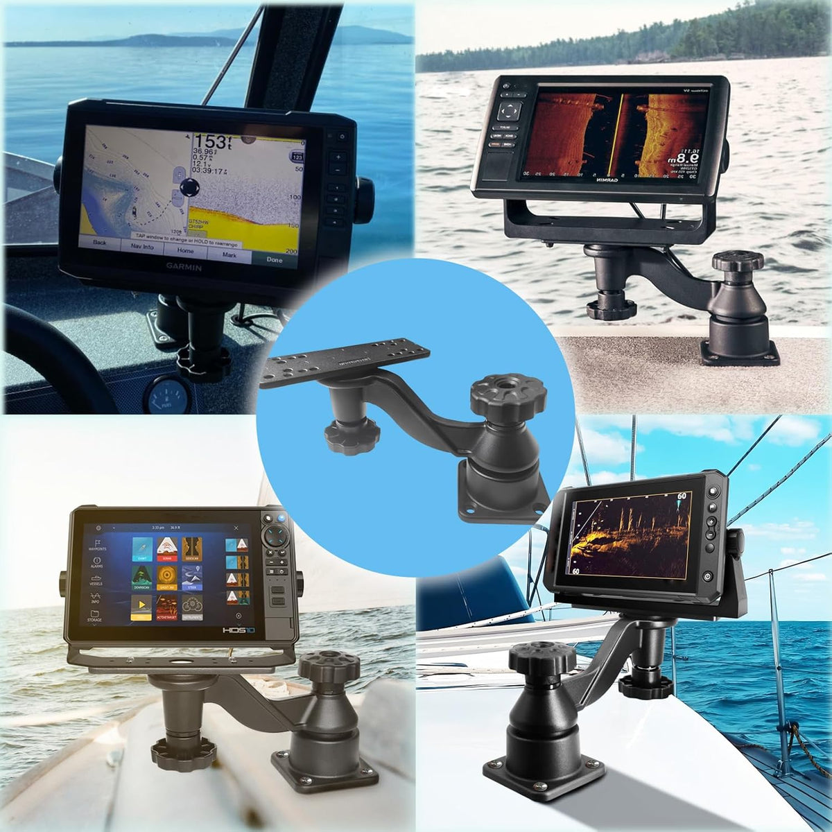 Beigaoxu Cross arm Fish Finder Mount HB01, Used to Fix Fish Finder and Chart Plotters, Compatible with More Marine Electronic Devices Such as Garmin, Lowrance, Etc - PuriLite