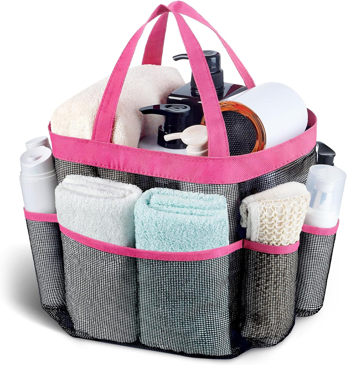 Attmu Mesh Shower Caddy Portable for College Dorm Room Essentials with 8 Pockets, Hanging Shower Caddy Basket Tote Bag Toiletry Accessories for Bathroom - PuriLite