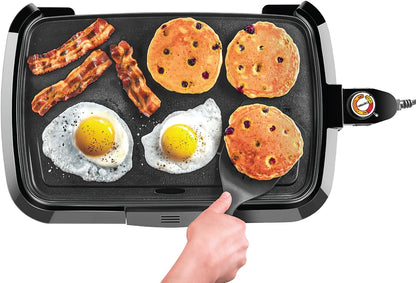 Chefman Electric Griddle, Fully Immersible and Dishwasher Safe Features, Adjustable Temperature Control Allows for Versatile Cooking and Removable Slide-out Drip Tray for Easy Cleaning, Black - PuriLite