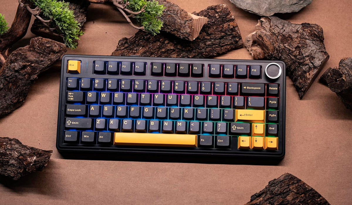 EPOMAKER x Aula F75 Gasket Mechanical Keyboard, 75% Wireless Hot Swappable Gaming Keyboard with Five-Layer Padding&Knob, Bluetooth/2.4GHz/USB-C, RGB (Black Gradient, LEOBOG Reaper Switch) - PuriLite