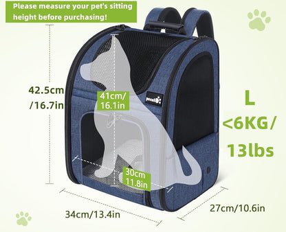 Pecute Pet Carrier Backpack, Dog Carrier Backpack Expandable with Breathable Mesh for Pets ＜6kg, Pet Backpack Carrier for Hiking Travel Camping Outdoor - PuriLite