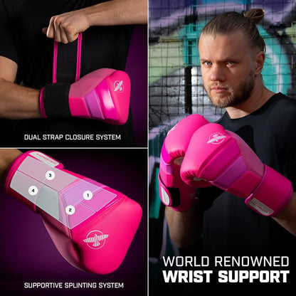 Hayabusa T3 Boxing Gloves for Men and Women Wrist and Knuckle Protection, Dual-X Hook and Loop Closure, Splinted Wrist Support, 5 Layer Foam Knuckle Padding - PuriLite