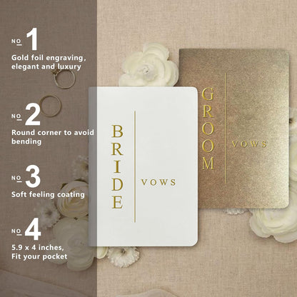 WeddingGiftsWedding Vow Books His and Hers Soft Touch Gold Foil Engraving Vow Books Wedding Essentials Wedding Accessories(TR-HH-Black) - PuriLite