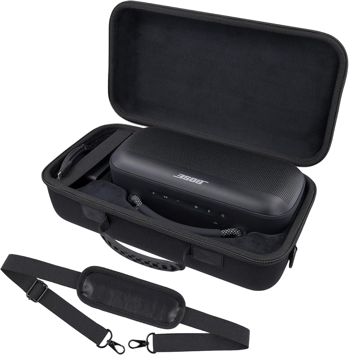 Bose SoundLink Max Portable Speaker Hard Protective Case, Portable Travel Case with Shoulder Strap and Handle (Black Case) - co2CREA - PuriLite