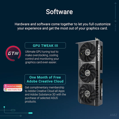 ASUS Prime Radeon™ RX 9060 XT 16GB GDDR6 OC Edition Graphics Card (PCIe 5.0, HDMI/DP 2.1, 2.5-Slot Design, axial-tech Fans, Dual Ball Fan Bearings, Dual BIOS, ASUS GPU Guard) - PuriLite