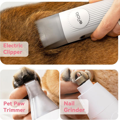 Afloia Dog Grooming Kit, Pet Grooming Vacuum & Dog Clippers Nail Trimmer Grinder & Dogs Brush for Shedding with 6 Pets Groom Tools, Low Noise Dogs Hair Remover Pets Supplies (White) - PuriLite