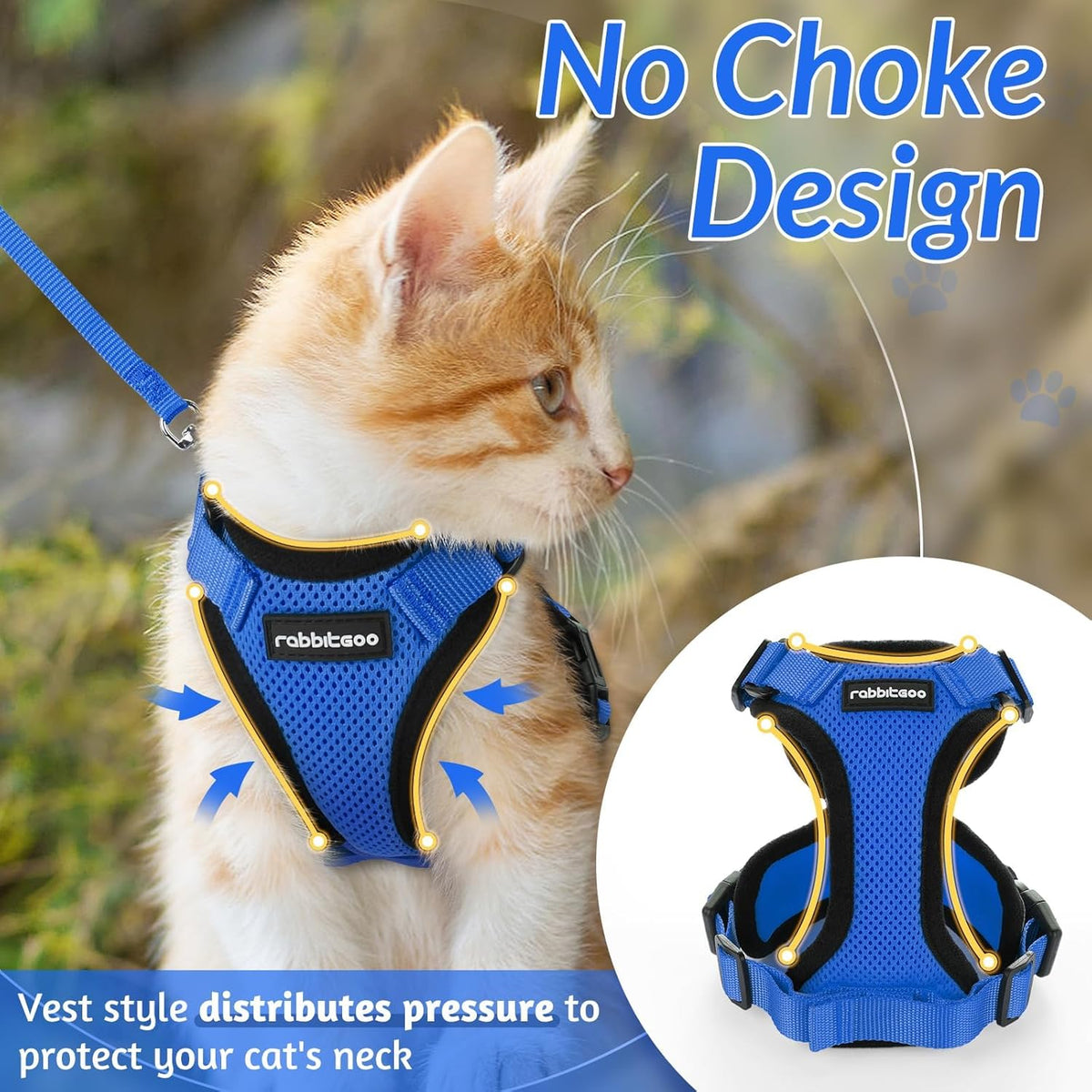 rabbitgoo Cat Harness and Leash for Walking, Escape Proof Soft Adjustable Vest Harnesses for Small Medium Cats, Easy Control Breathable Reflective Strips Jacket, XS, Black - PuriLite