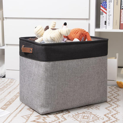 DULLEMELO Storage Baskets for Shelves, Fabric Collapsible Rectangular Storage Bins for Shelves, Closets, Nursery, Home, Office, Empty Gift Baskets (White&Teal) - PuriLite
