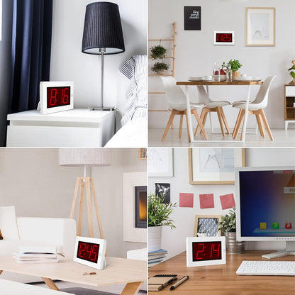 Wall Clock, Digital Clock, 8" Extra Large Display, 3" Big LED Number, Battery Operated, Adjustable Brightness, Clock for Bedroom, for Desk, Wall Mounted - PuriLite
