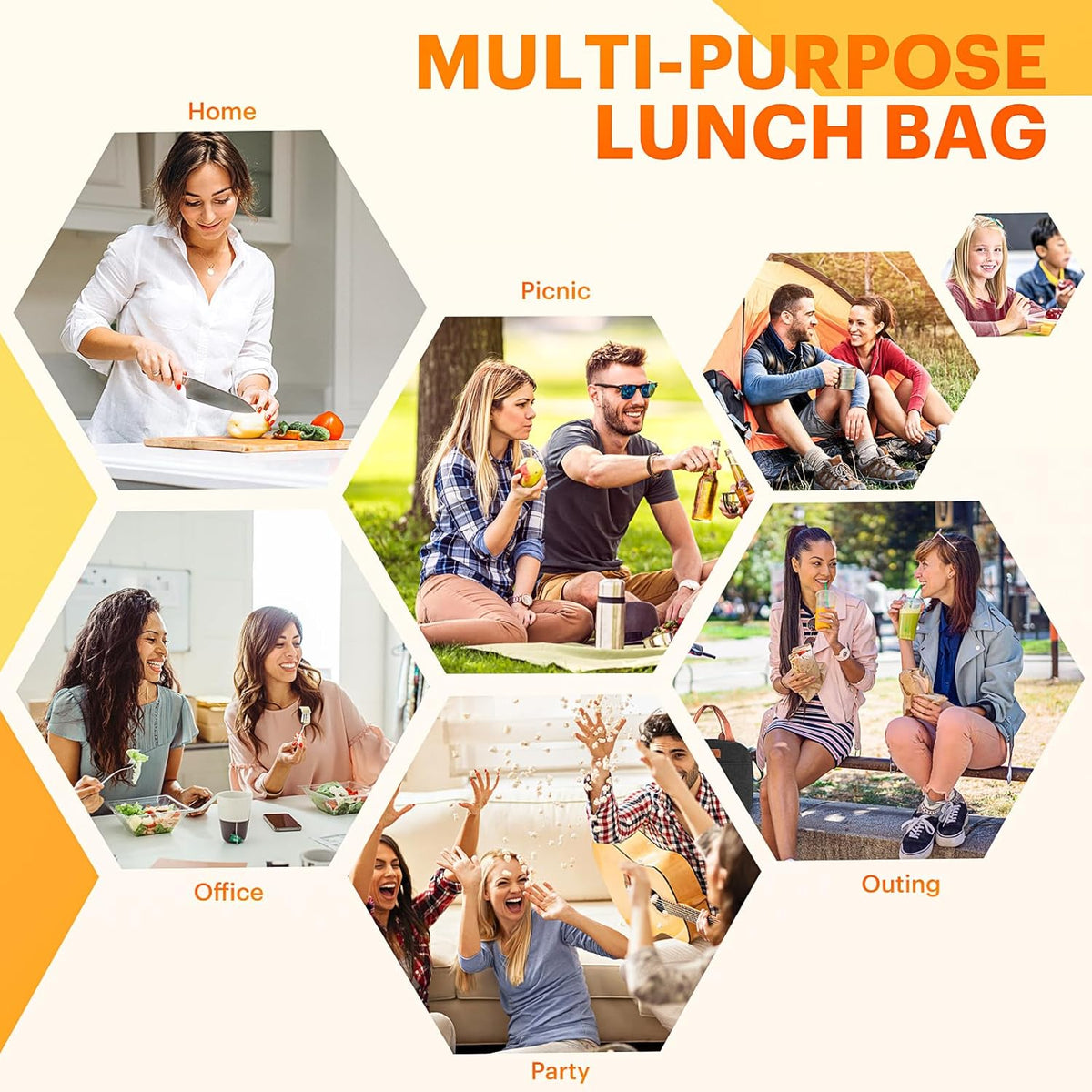 Lunch Bag for Women & Men Adult Insulated Lunch Box, Small Leakproof Cooler Food Lunch Containers Reusable High Capacity Lunch Tote Bags for Work, Travel, Outdoor - PuriLite