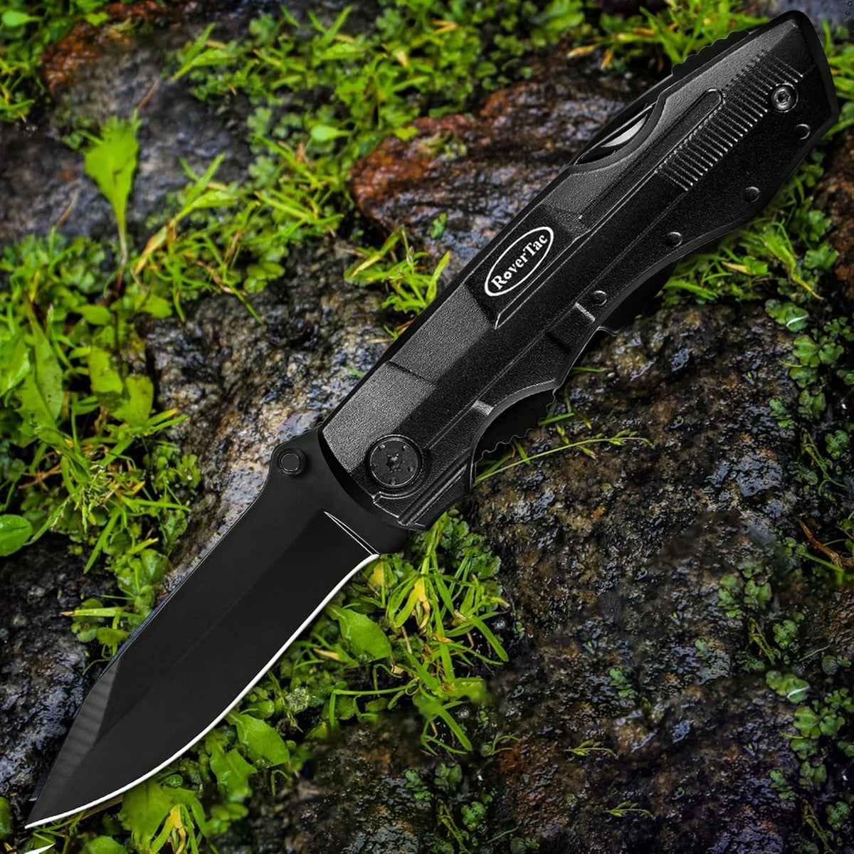 RoverTac Pocket Knife Tactical Folding Knife Multi Tool Survival Camping Knife, Multitool Knife Pliers Bottle & Can Opener 9-Pack Screwdrivers Liner Lock Nylon Sheath, Pocket Knife for Camping Hiking - PuriLite
