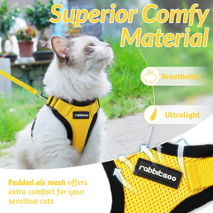 rabbitgoo Cat Harness and Leash for Walking, Escape Proof Soft Adjustable Vest Harnesses for Small Medium Cats, Easy Control Breathable Reflective Strips Jacket, XS, Black - PuriLite