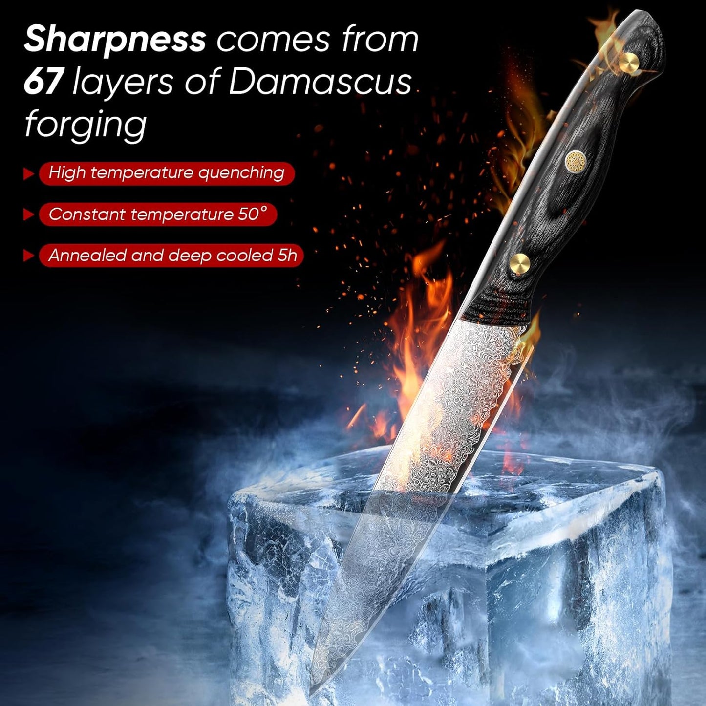 Purple Dragon Damascus Fish Fillet Knife - 7 inch Flexible Boning Knife with VG10 Core, Kitchen Slicing Knife with Full Tang Handle, Birthday Dad Mom Gift - PuriLite