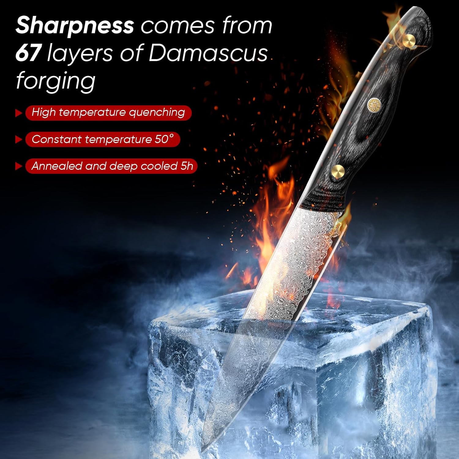 Purple Dragon Damascus Fish Fillet Knife - 7 inch Flexible Boning Knife with VG10 Core, Kitchen Slicing Knife with Full Tang Handle, Birthday Dad Mom Gift - PuriLite
