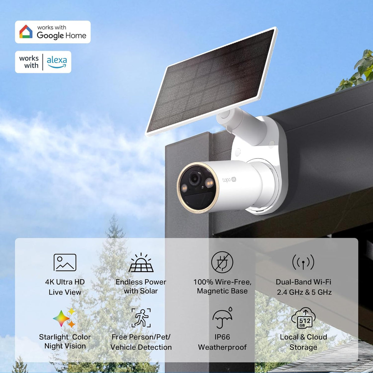 TP-Link Tapo Solar-Powered Security Camera Kit, 2K Wireless Battery Camera w/Solar Panel Base, Smart Person Detection, SD/Cloud Storage, Spotlight Color Night Vision, No Hub Needed (Tapo C410 KIT) - PuriLite
