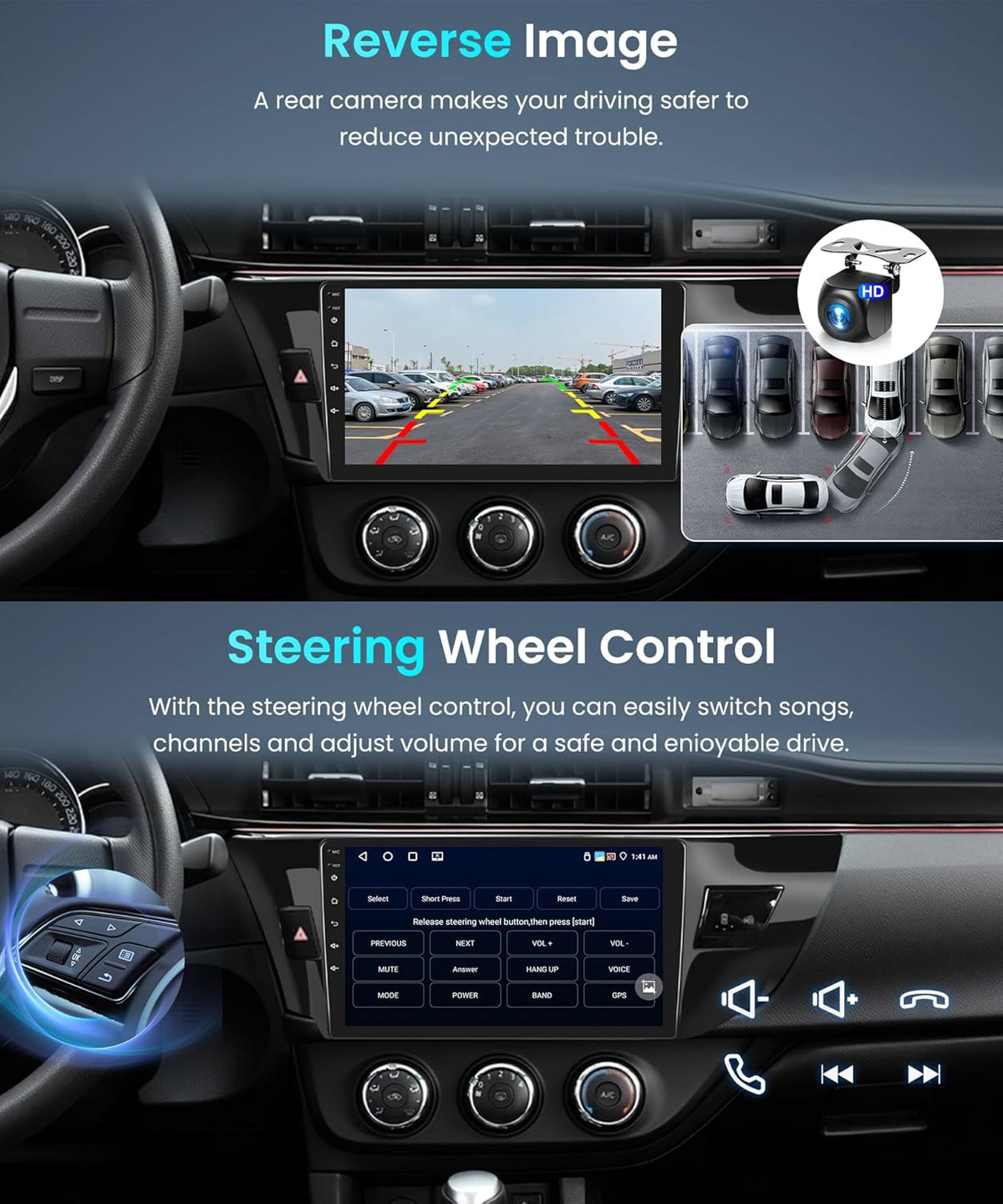 4+64G Android Car Radio Stereo for Toyota Corolla/Levin 2014-2017 with Wireless Carplay Android Auto, 10'' Touch Screen with Bluetooth GPS Navigation Mirror Link WiFi FM/RDS DSP AHD Backup Camera SWC - PuriLite