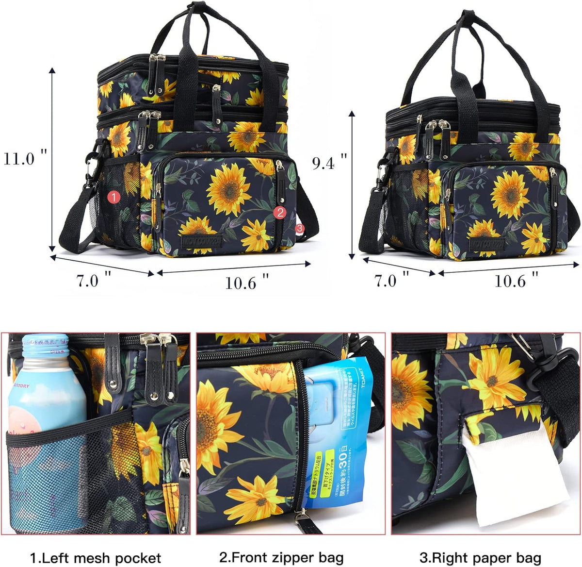 Lunch Bag Women Insulated Lunch Box for Work, Purple Expandable Large Lunch Bags, Leakproof Double Deck Lunch Box Cooler Bag（Purple） - PuriLite