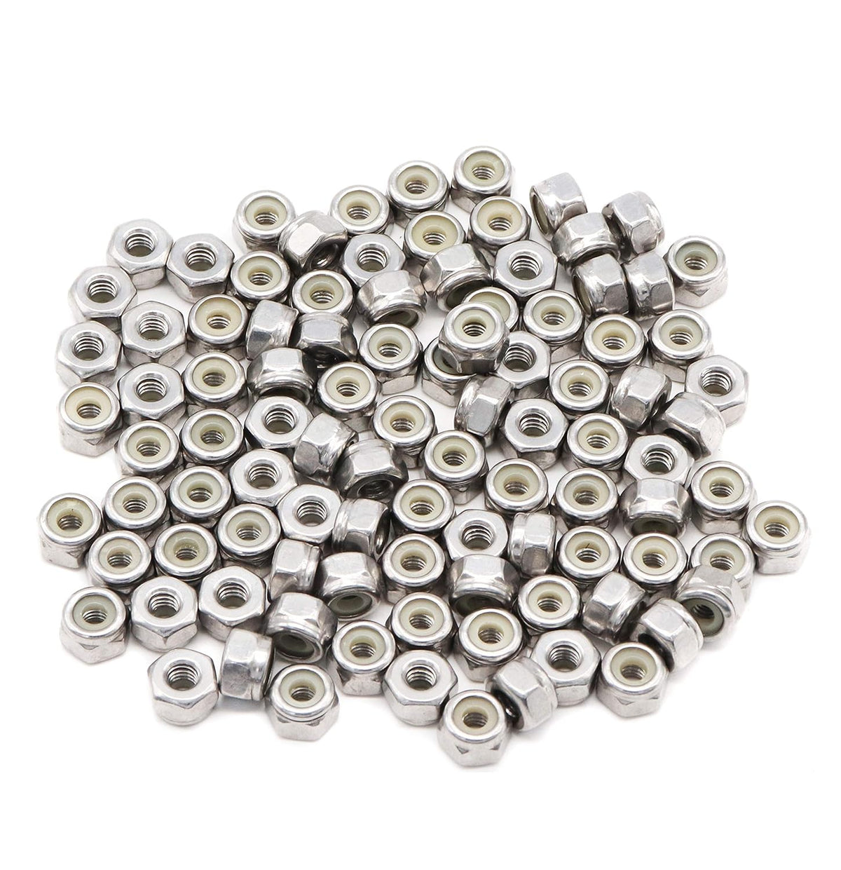 binifiMux 50pcs 1/4-20 Nylon Inserted Self Locking Nuts 304 Stainless Steel - PuriLite
