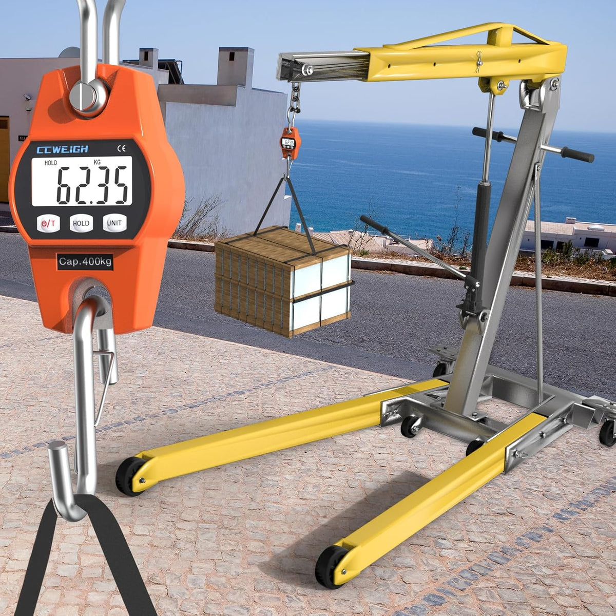 Digital Hanging Scale 881 Lb 400 Kg Hanging Digital Scale, Handheld Mini Crane Scale with Hooks for Farm Hunting Fishing Outdoor - PuriLite