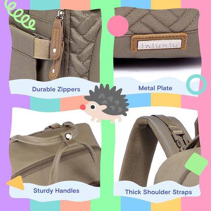 Diaper Bag Backpack, iniuniu Large Baby Bags with Diaper Pouch, Washable Changing Pad, Pacifier Case and Stroller Straps - PuriLite
