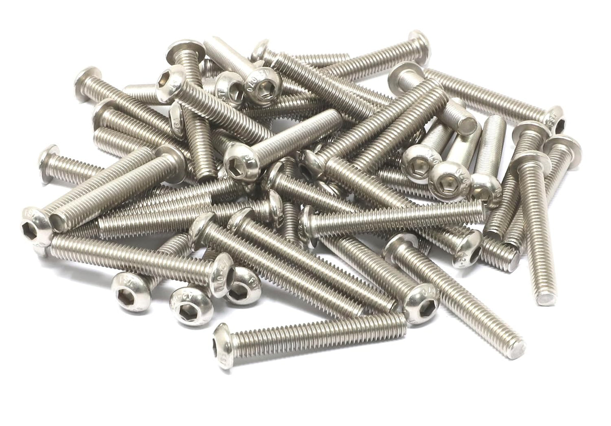 iexcell 50 Pcs M6 x 20mm Thread Pitch 1 mm Stainless Steel 304 Hex Socket Button Head Cap Screws Bolts Kit - PuriLite